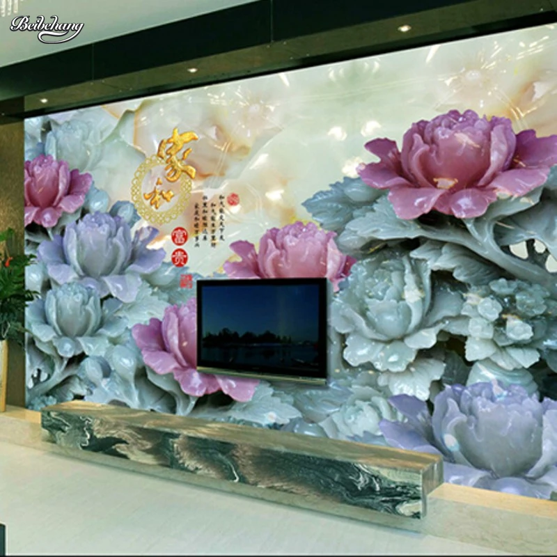 

beibehang papel de parede para quarto Chinese Peony 3D large mural living room sofa bedroom TV background wallpaper