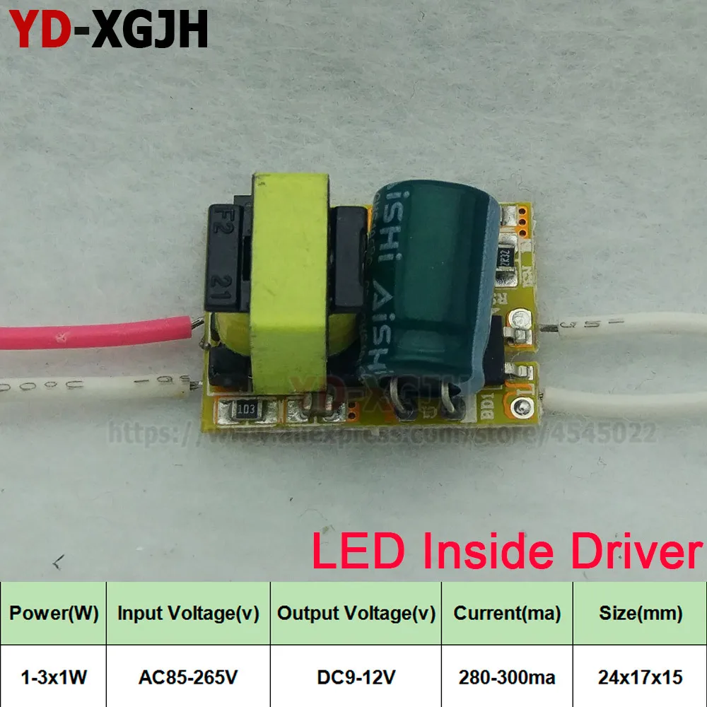 AC 220V Lights Power Supply Constant Current 300mA IC Lighting Transformer Built-in1-36W LED Driver Input for DIY LED Lamps Bulb