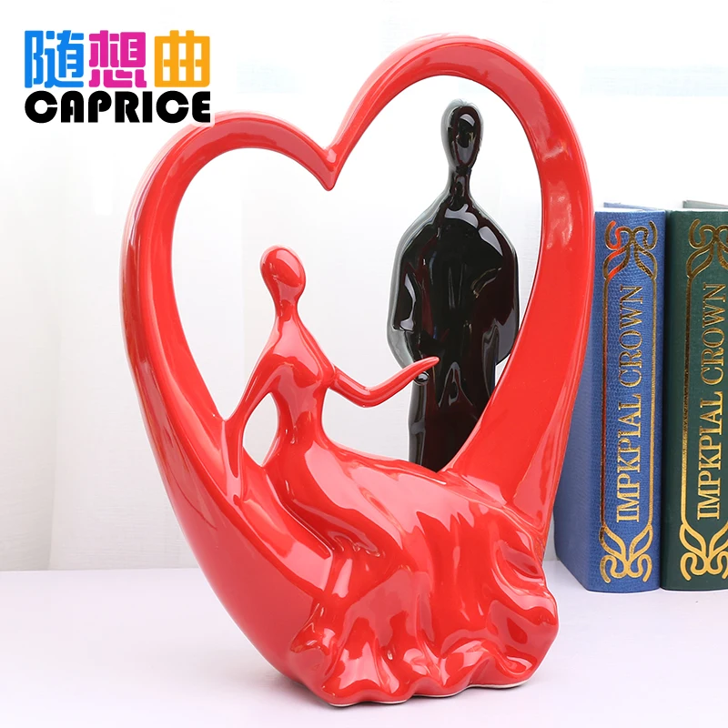 Ceramic ornaments modern minimalist fashion crafts black intimate couple figure ornaments Home Furnishing decorations