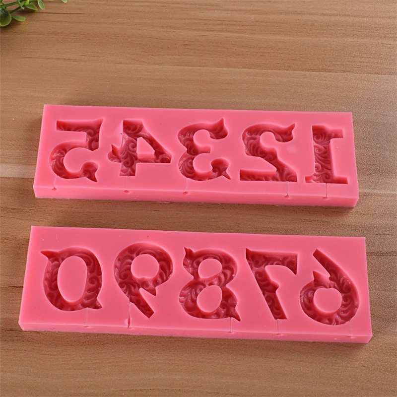 Aomily 0-9 Thread 3D Number Fondant Silicone Mold Candle Sugar Craft Tool Chocolate Cake Mould Kitchen DIY Baking Decorating