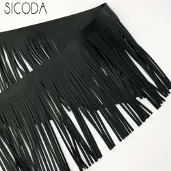 SICODA 2meters DIY sewing Fashion PU Leather Tassel Lace Trimmings Fringe garment accessories double face bag charms 2meters