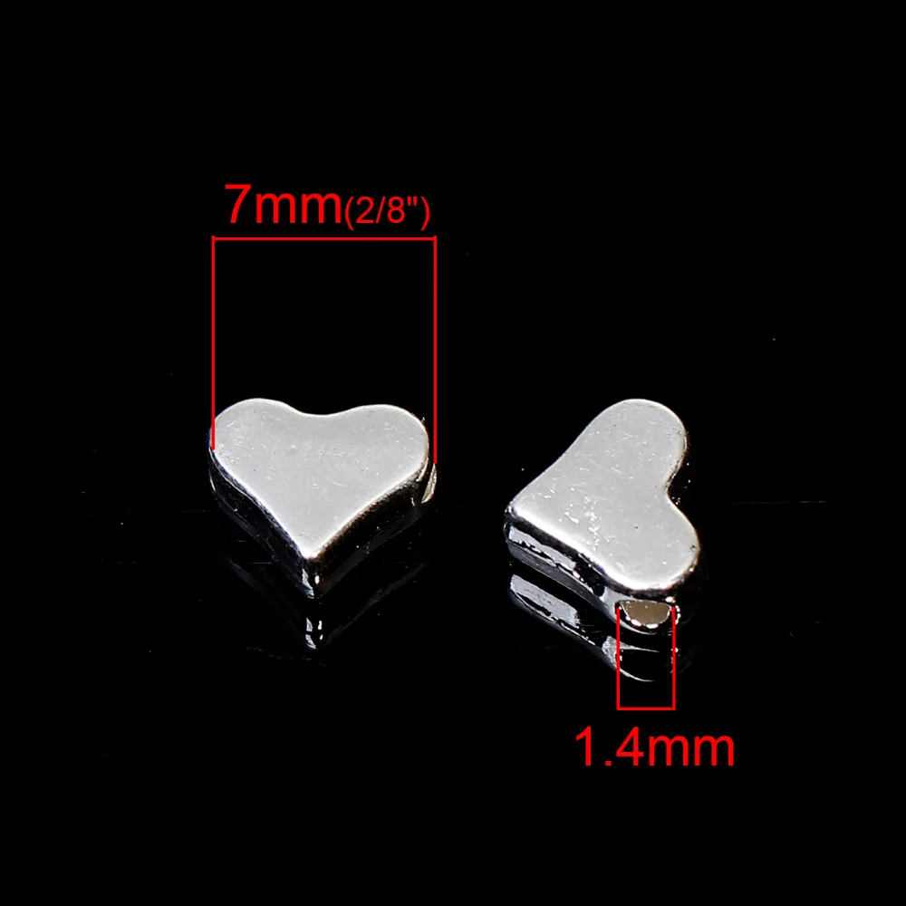 DoreenBeads Zinc Based Alloy silver color Spacer Beads Heart DIY Components 7mm( 2/8