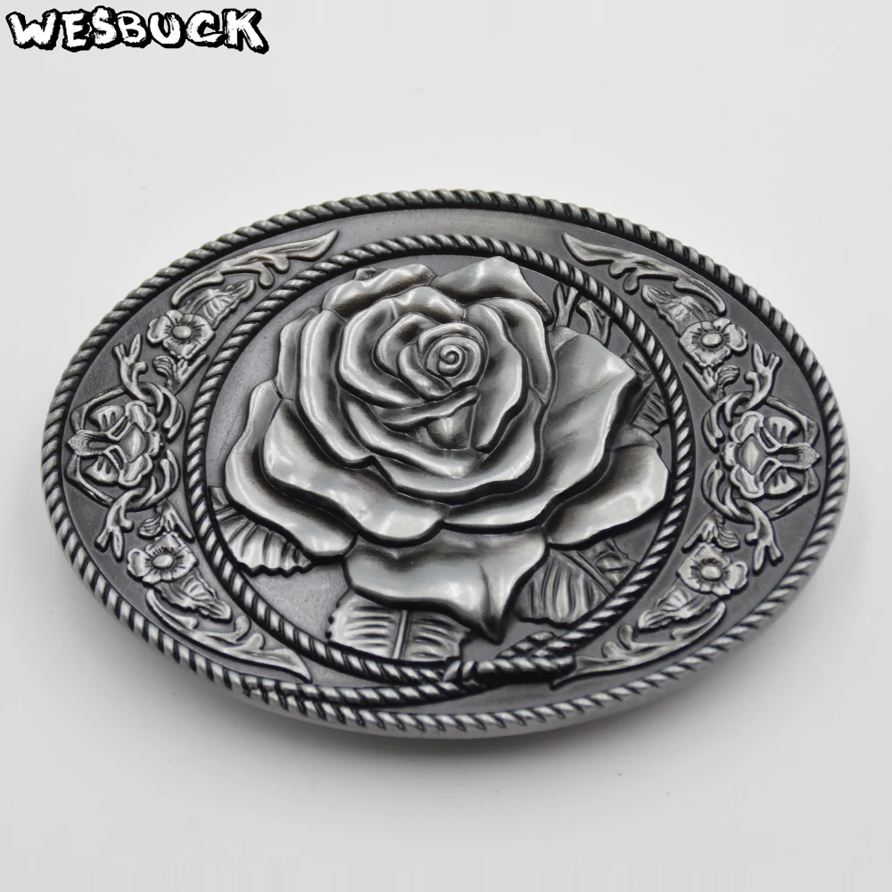 WesBuck Brand Buckle New High-quality 3D Red Roses Fashion belt buckle Classic Mens Womens Jeans accessories