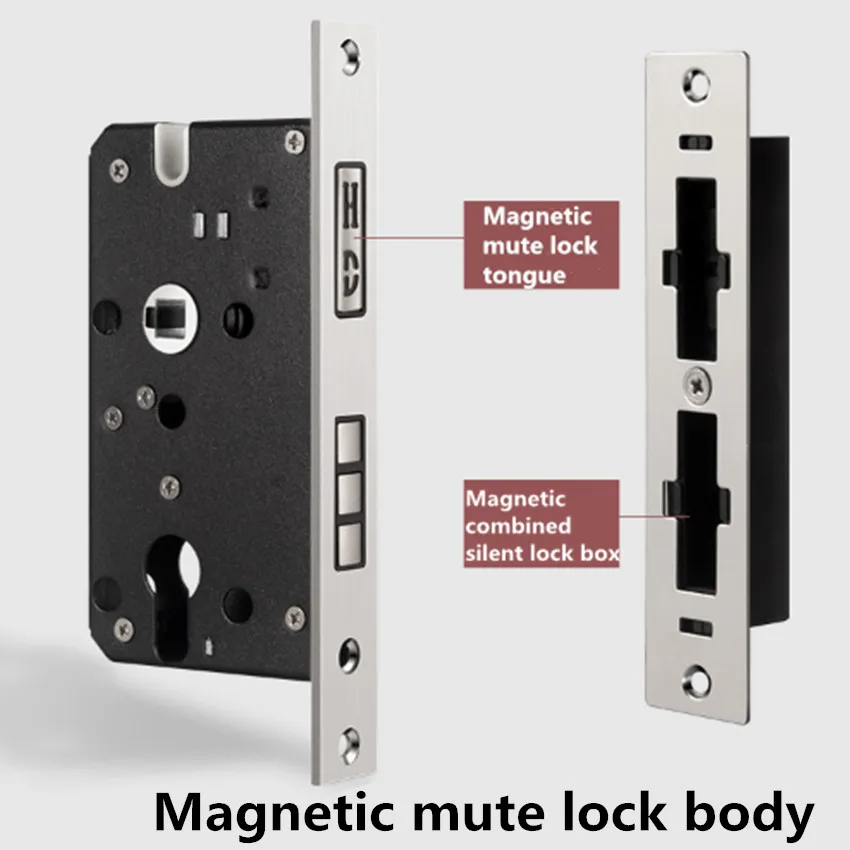 Serrure de porte d'intérieur en bois massif | simple, moderne, or argent noir, muet magnétique avec charnière, bouchon de porte, serrure de porte de salle