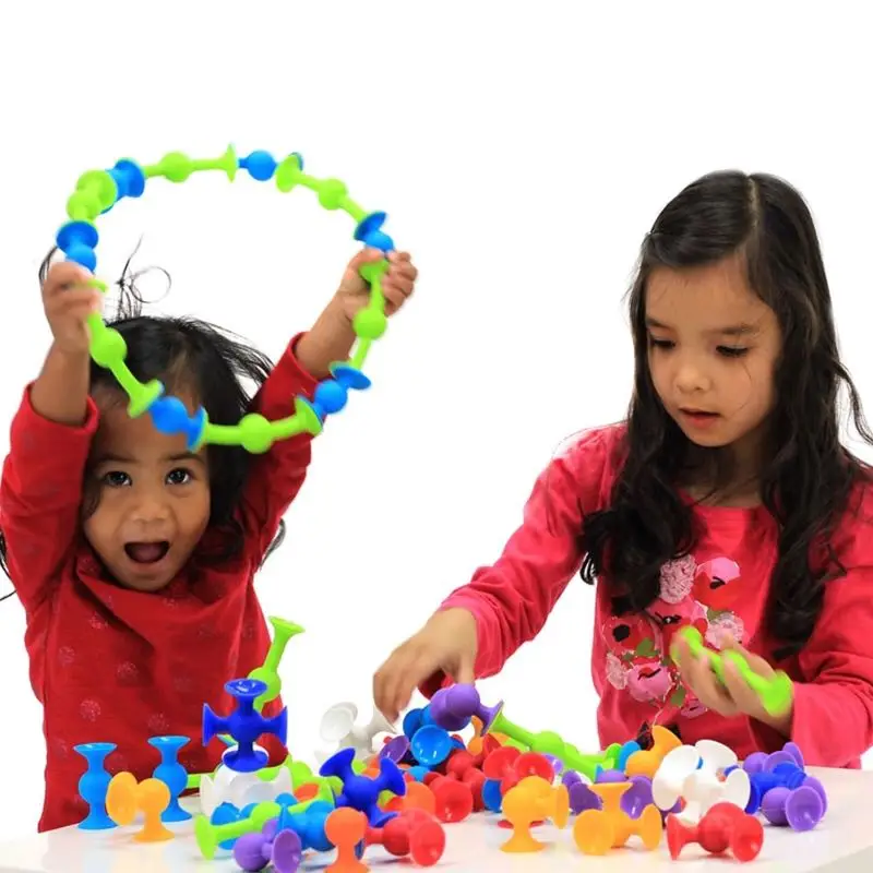 16-48pcs/set Pop Little Suckers Assembled Sucker Suction Cup Educational Building Block Toy Girl&Boy Kids Gifts Fun Game