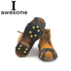 Rubber 10 Studs Anti-Skid Non-Slip Ice Gripper Snow Crampon Mountaineering Climbing Size 31~48 Winter Boots Spike Simple Gripper