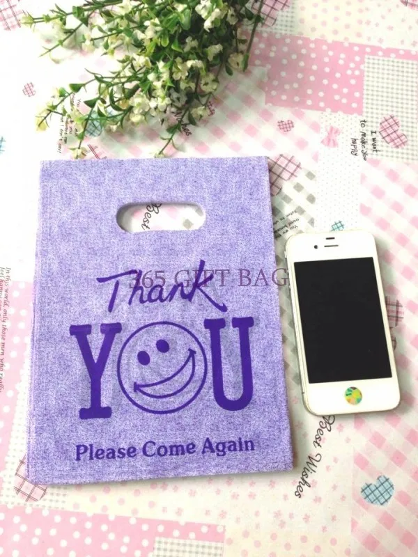 

100pcs/lot 15*20cm Small Plastic Bag Purple "Thank You" Gift Bags Favor Jewelry Candy Gifts Packaging Bag Plastic Shopping Bags