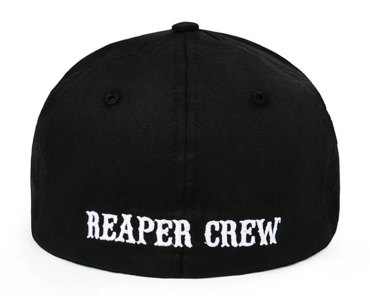 Sons of Anarchy SOA Reaper Crew Black Embroidered Hat Fitted Baseball Cap