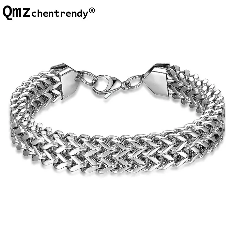 Mens Hip hop Double Dragon Bone Fish Scales Style Bracelets Bangles Surgical Titanium Stainless Steel Men Women Bangle Jewelry