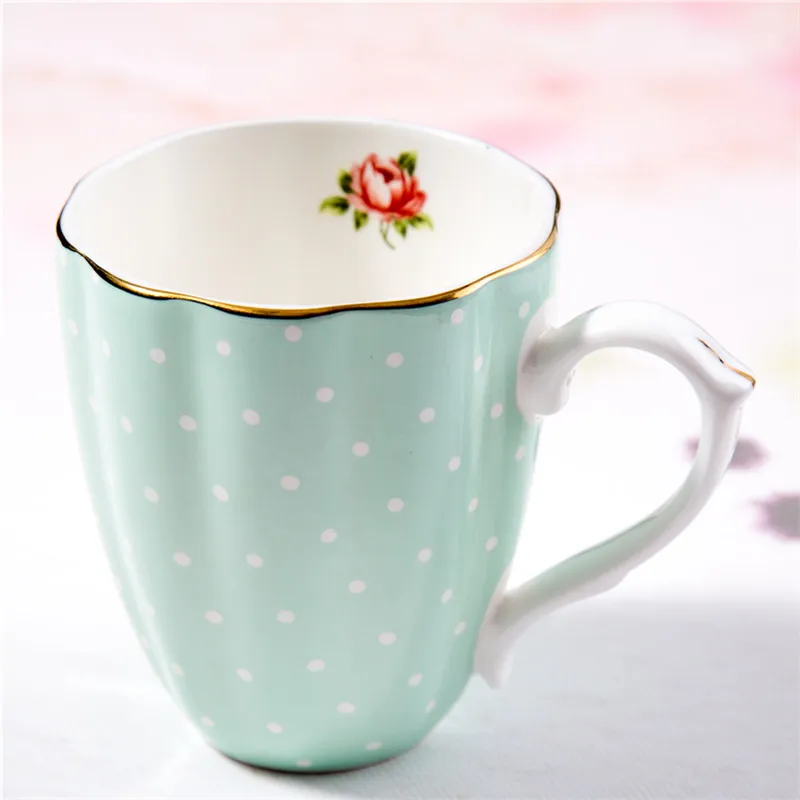 Royal English Pastoral Bone China Coffee Cups Large Capacity Ceramics Breakfast Milk Mug And Cup Free Shipping