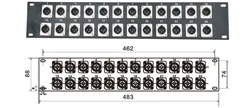 High quality 20pcs/lot 2U XLR 24 Way Patch Panel 19