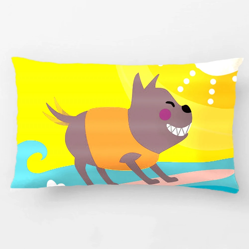 Cute Surfing Dog Throw Pillow Case Decorative Cushion Cover Pillowcase Customize Gift High-Quility By Lvsure For Car Sofa Seat