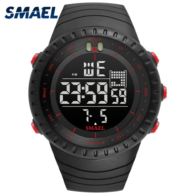 SMAEL Brand New Electronics Watch Analog Quartz Wristwatch Horloge 50 Meters Waterproof kol saati 1237 Digital Alarm Men Watches