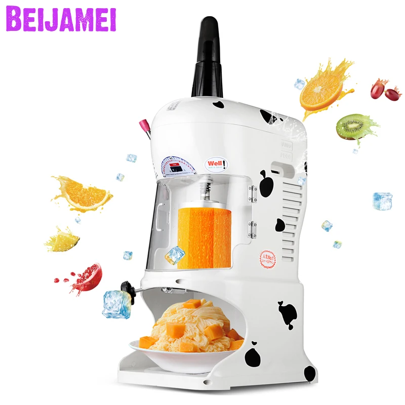 

BEIJAMEI Snow Cone Ice Shaver Planer Machine Maker Electric Block Ice Crusher Snowflake Shaved Ice Machine