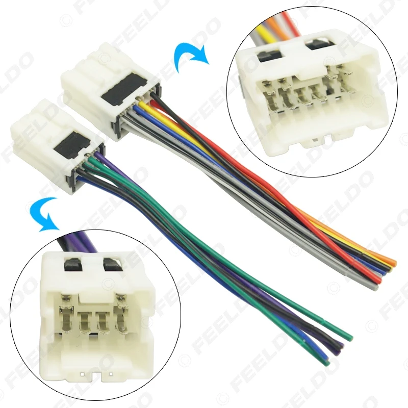 FEELDO 1Pair Car Radio Audio Power Wiring Harness Adapter Plug For Old NISSAN Micra Patrol Skyline Sunny Primera #AM2955