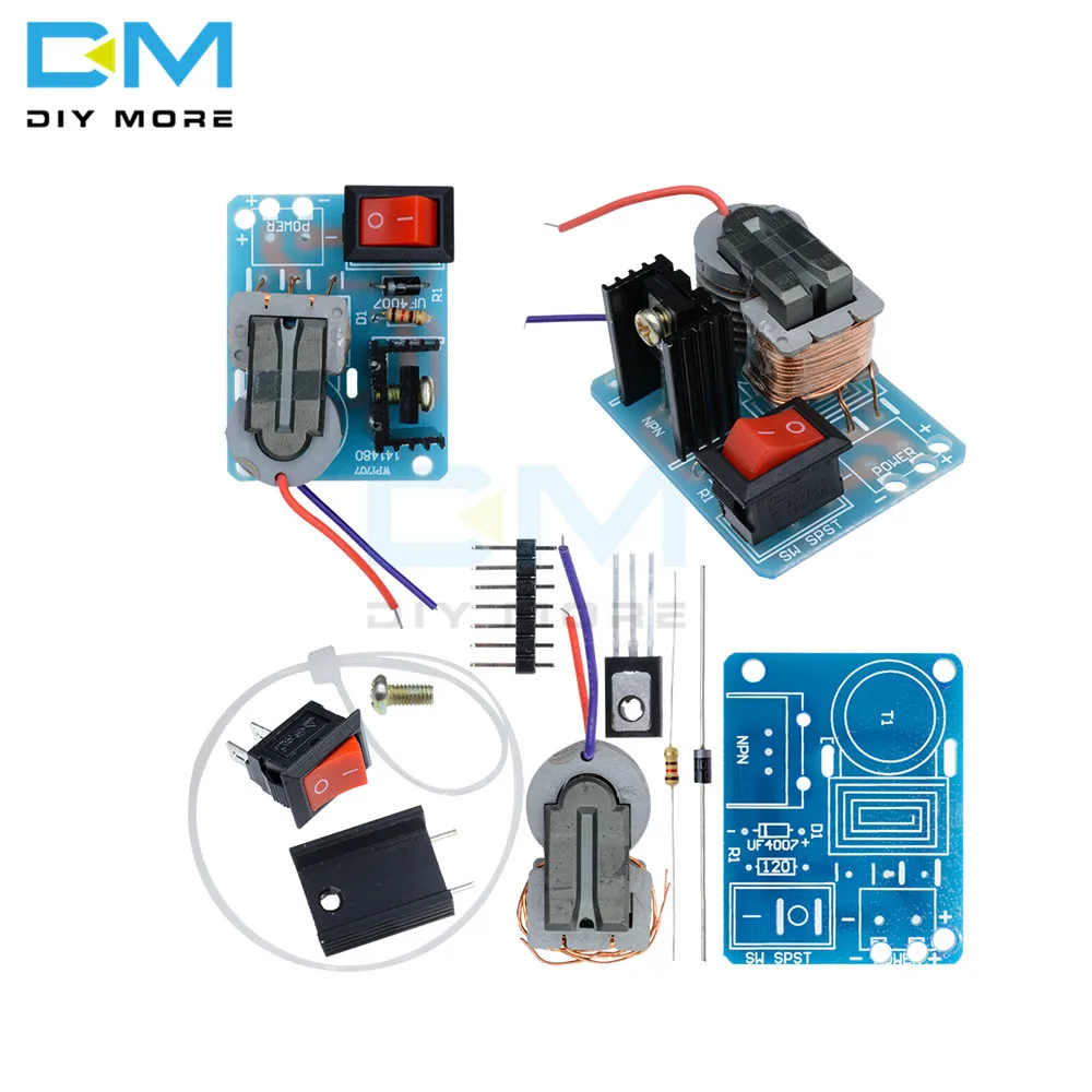 High Frequency 15KV DC High Voltage Arc Ignition Generator Inverter Boost Module Step Up 18650 DIY Kit U Core Transformer Suite