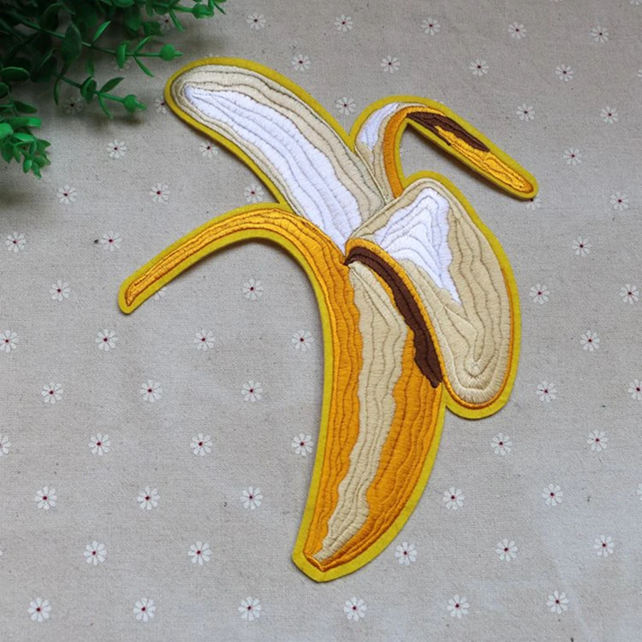 1 stück Big Banana Patch Spezielle Flache Bestickt Applique Nähen auf Patches für Garment Kleidung Kleid Große Größe Applique Patches – Detail 2
