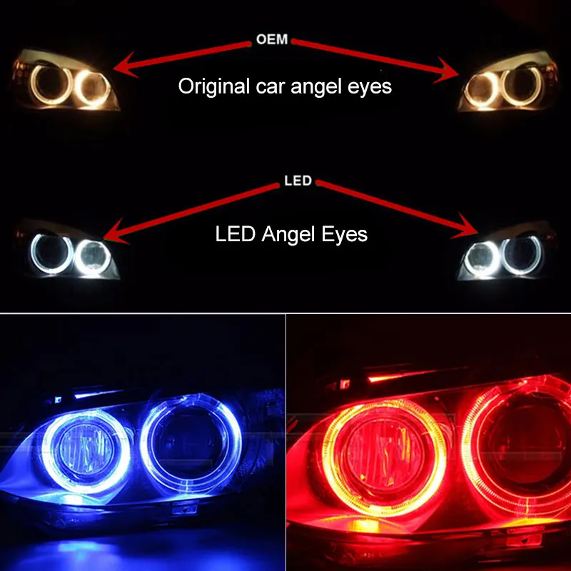 2pcs x CANbus 10w LED Angel Eyes Marker Lights Bulbs Error Free White/Red/Blue for BMW E90 E91 3 Series 325i 328i 335i 2006-2008