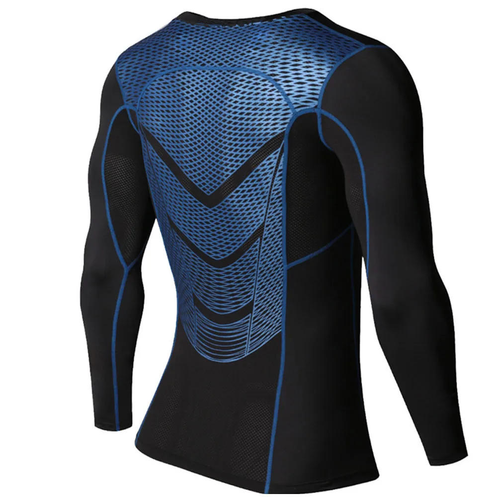 Conjunto elástico de manga larga para hombre, traje deportivo de compresión, ropa de culturismo, MMA, Rashguard, promoción