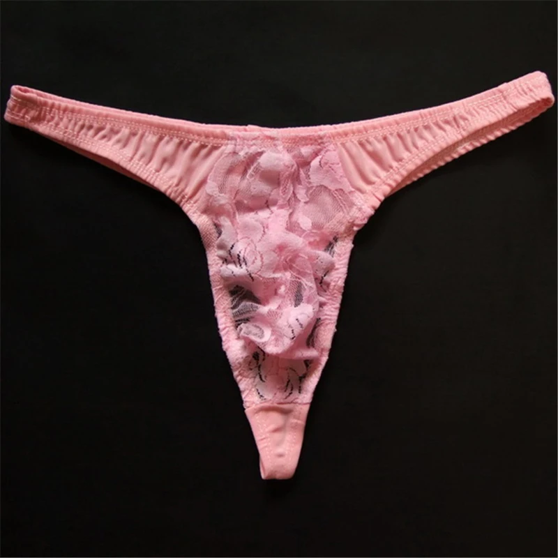 2019 sexy Men Lace Thong Transparent Breathable Panties Men See Through Pouch G-Strings Male Underpants jockstrap gay underwear