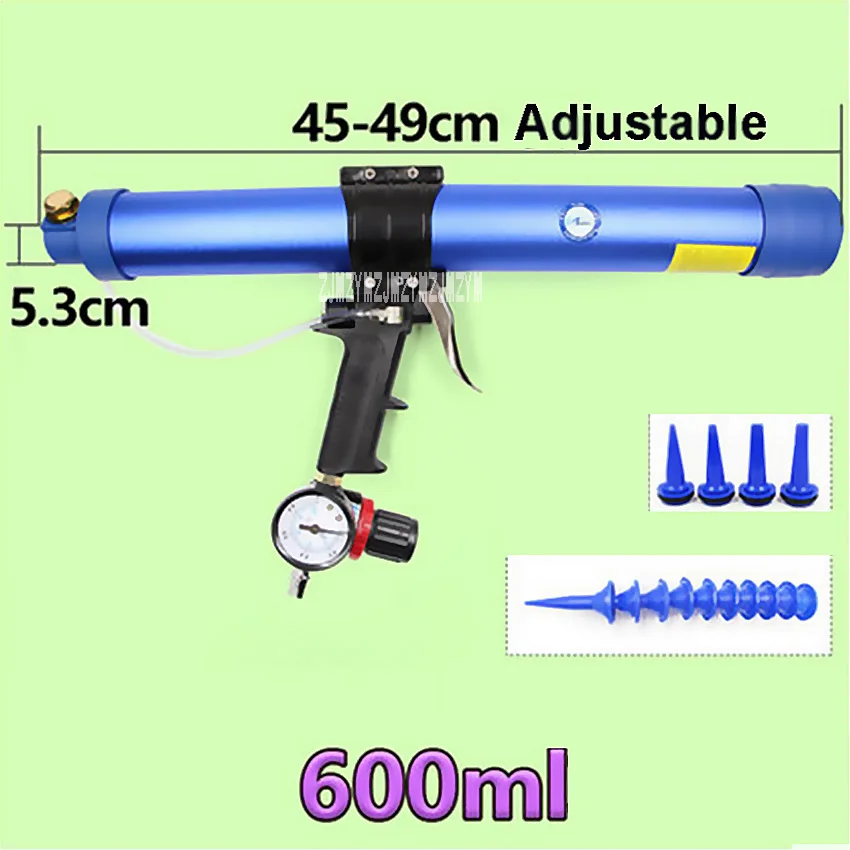 High Quality 600ml Pneumatic Sausage Cullet Gun Adjustable Speed Pneumatic Glass Glue Gun Rubber Gun Works for 350mm Soft Glue