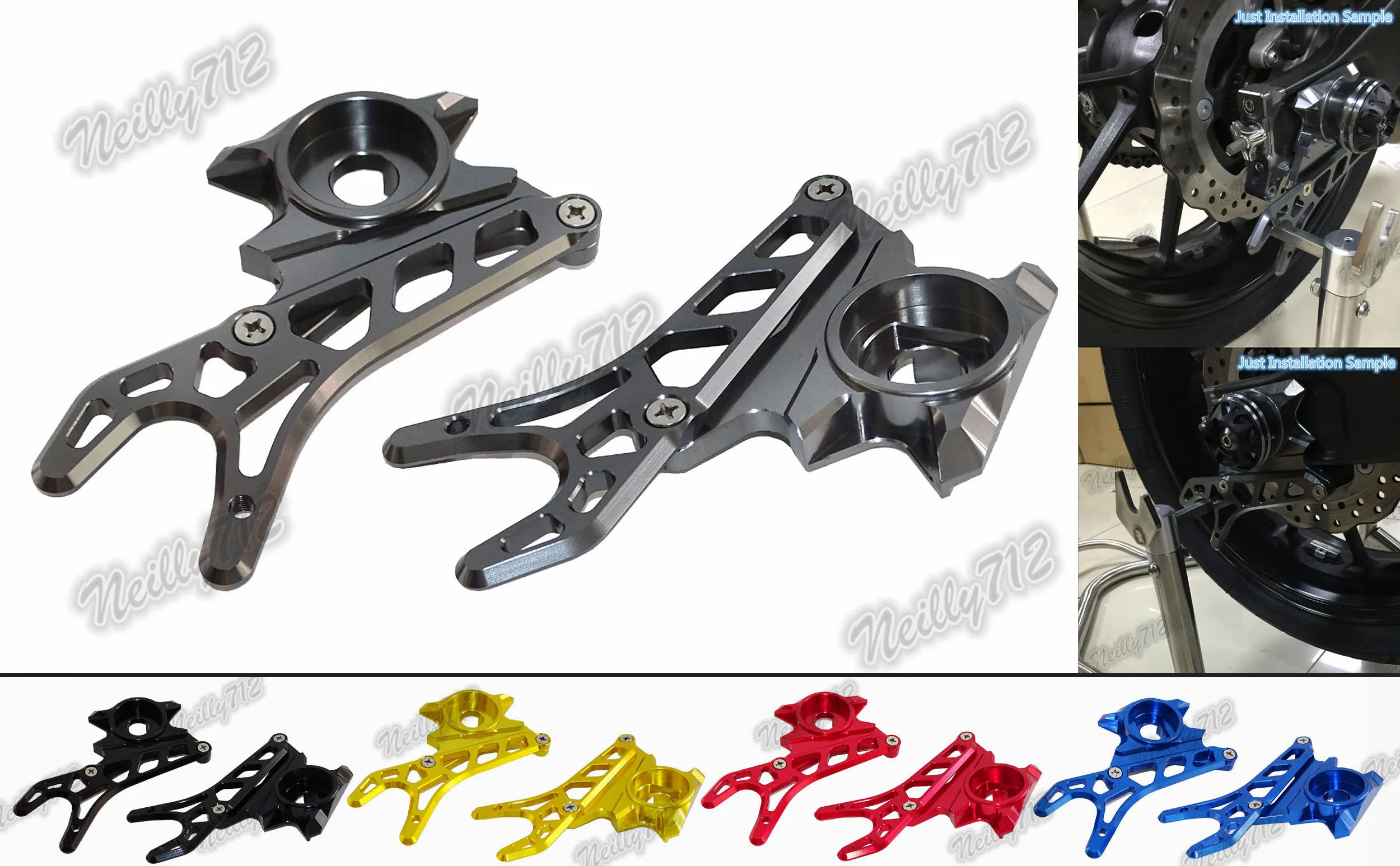 Motorcycle Left & Right CNC Aluminum Rear Wheel Axle Stand Pick Up Hook Set For Yamaha MT-07 FZ-07 MT07 FZ07 2014 2015 2016