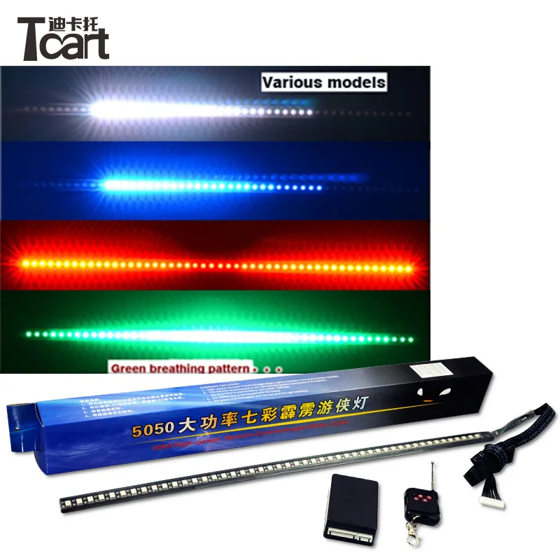 Tcart-車のアクセサリー,ハイパワーカラフルなLEDライダー,ワイヤレスリモコン,48smd 170,rgb,5050モデル