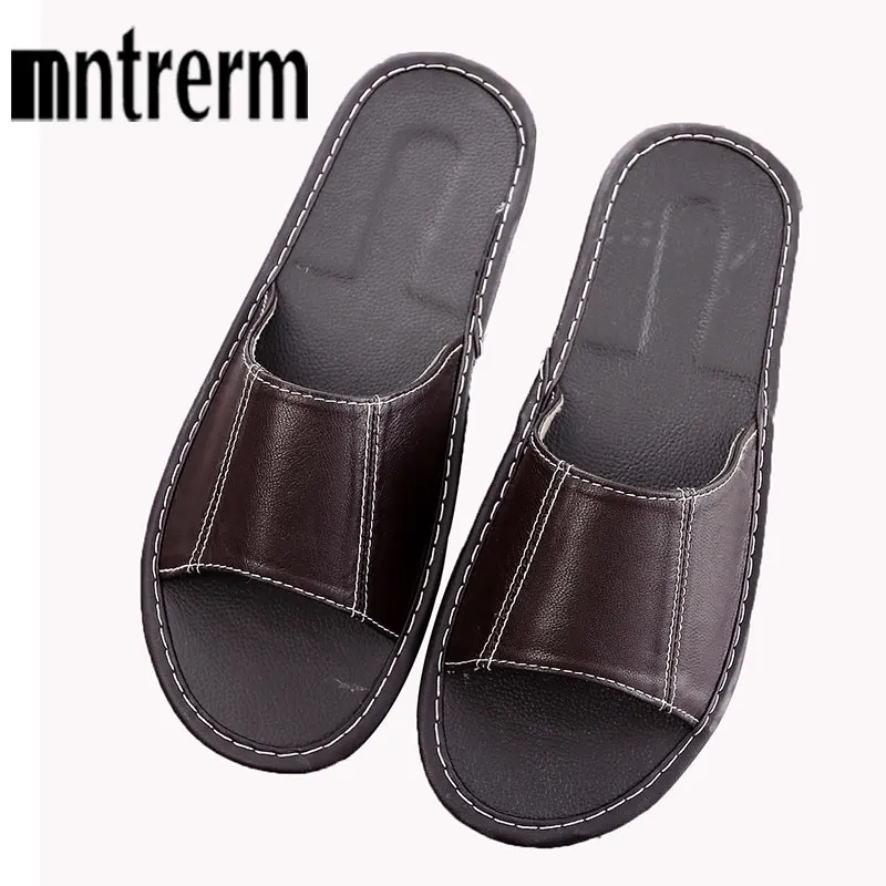 Mntrerm 2020 New Genuine Leather Women Non-slip Sleepskin slippers Spring Home Slippers High Quality Men Shoes Home Floor Shoe