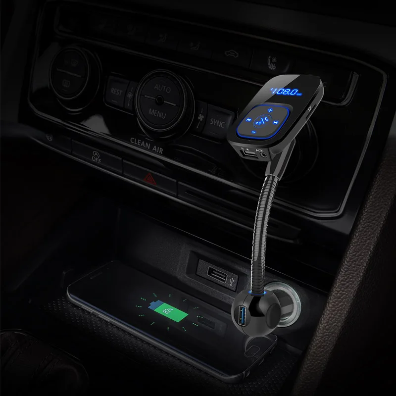  Bluetooth Car Kit Handsfree FM Transmitter Wireless Bluetooth A2DP AUX 3.5MM Audio MP3 Music Player Dual USB Car Charger