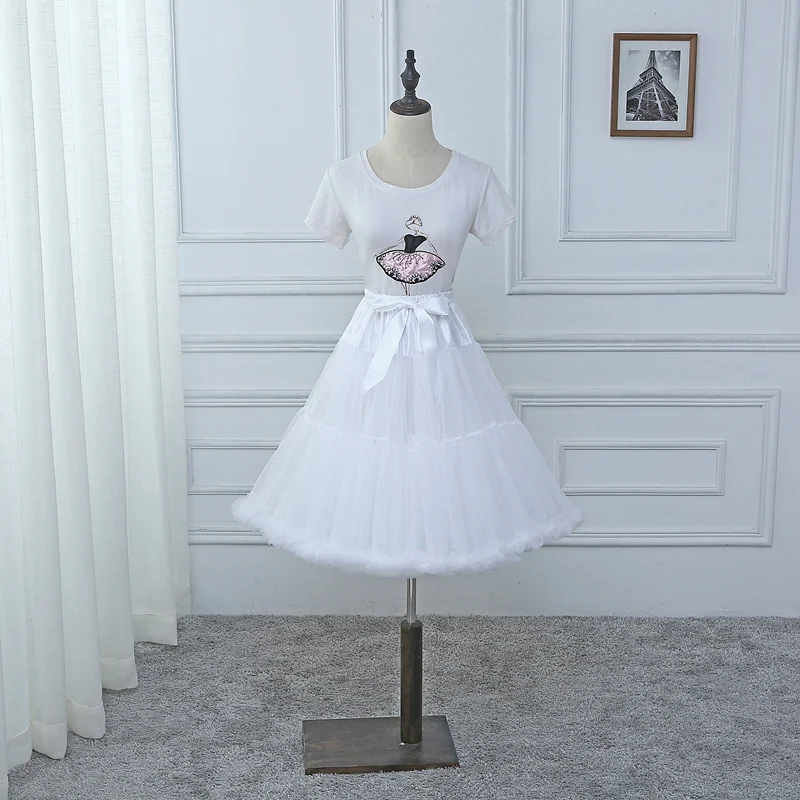 

FOLOBE 55cm Dancewear Performance Skirt Ball Gown Tutu Tulle Skirt Knee Length Underskirt Adult Faldas Saias Femininas