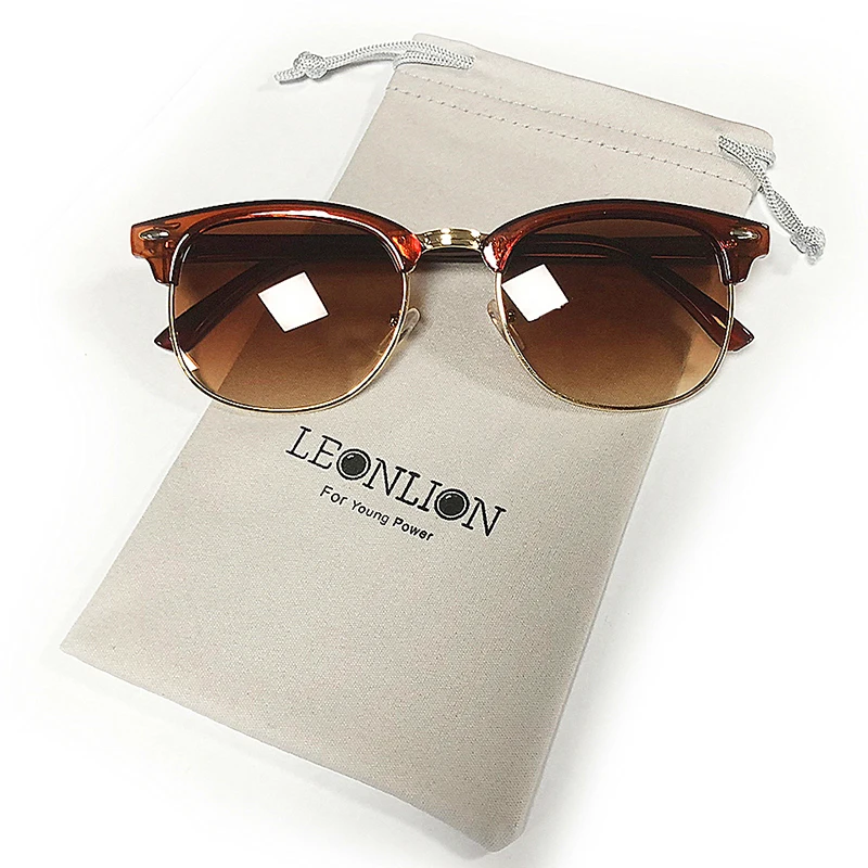 

LeonLion 2023 Polarized Vintage Semi-Rimless Brand Designer Sunglasses Women/Men Classic Oculos De Sol Gafas Retro Sun Glasses