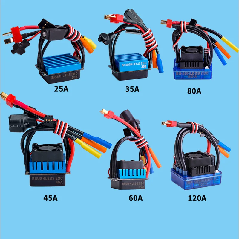 Waterproof 25A 35A 45A 60A 80A 120A ESC Brushless Senseless Speed Controller for 1/8 1/10 1/12 RC Car Crawler RC Boat Part