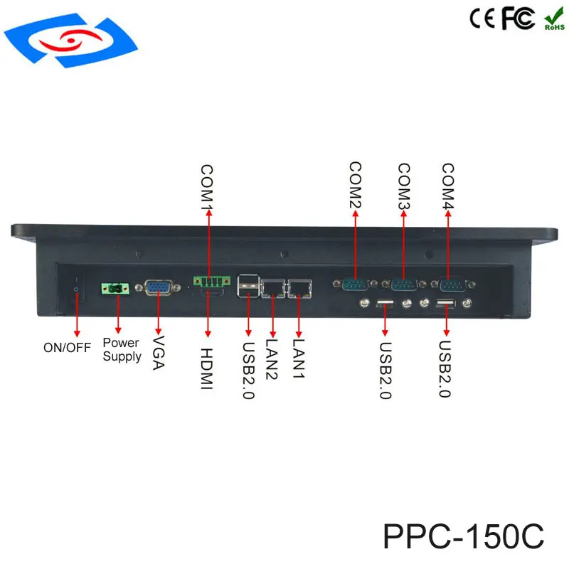 Fanless 15 inch Industrial Touch Screen Panel PC Intel Atom N2800 CPU For ATM Advertising Machines & POS System Digital Signage