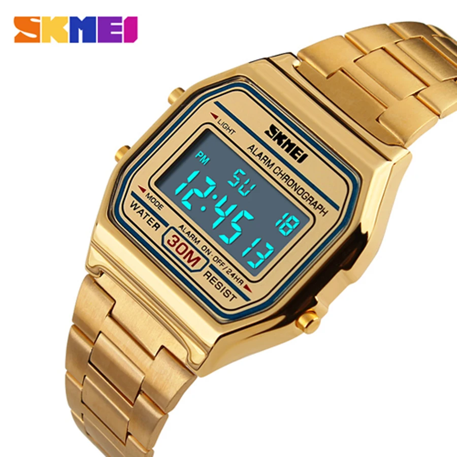 

SKMEI 1123 Men LED Digital Watch Sports Watches men's Relogio Masculino Relojes Stainless Steel Military Waterproof Wristwatches