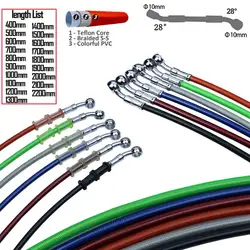 400mm - 2200mm Motorcycle Hydraulic Brake Hose Line Cable 10mm Banjo for Suzuki Kawasaki Yamaha honda Pipe Line Braided oil hose