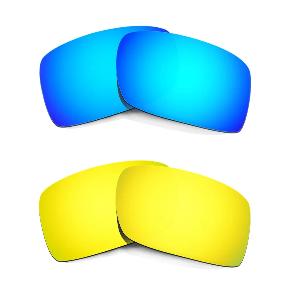 HKUCO For  Gascan Sunglasses Polarized Replacement Lenses Blue/24K Gold 2 Pairs