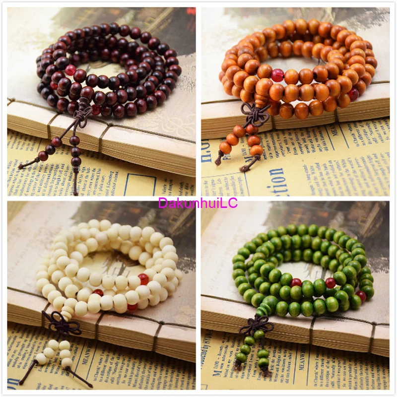 Pulseras 108 Beads 6mm Natural Sandalwood Buddhist Buddha Wood Prayer Bead Mala Unisex Men Bracelets & Bangles Jewelry Bijoux