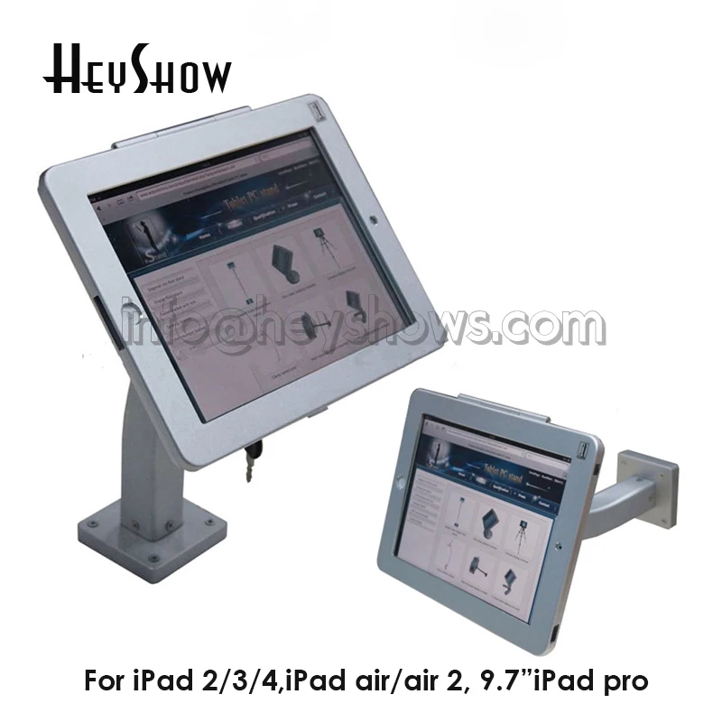 Tablet Security Holder, Lock Display Stand, Wall Mount Case Bracket, Anti-Theft Device, Lockable Metal Case and Key, iPad2, 3, 4