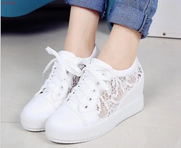 

Fashion Sexy Wedge Women Footwear Height Increasing women Shoes Women's casual shoes Sneakers white black shoes women size 34-40