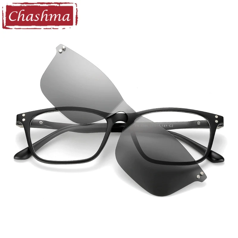 

Chashma Brand TR90 Flexible Eyewear Women Clips Polarized Lenses Magnet Men Mirror Sunglasses Optical Glasses Frames