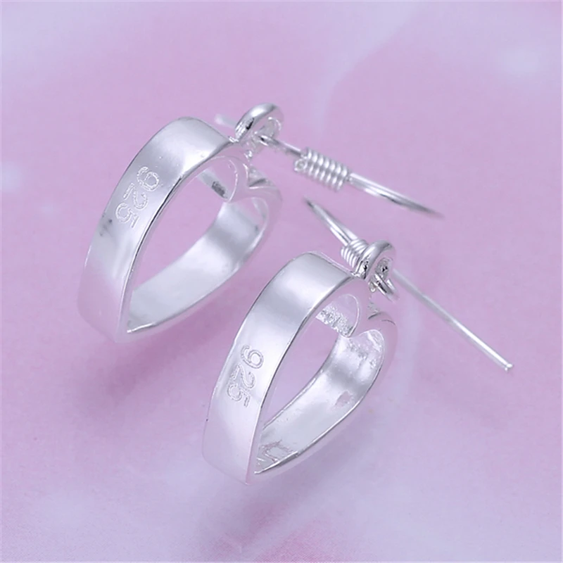 DOTEFFIL 925 Sterling Silver Hollow Heart Drop Earrings Dla kobiety Ślub Zaręczyny Impreza Moda Biżuteria z urokiem — zdjęcie 5