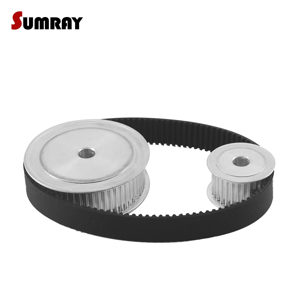 

HTD3M Timing Pulley Belt Kit 3M 30T 60T Reduction 1:2 Synchronous Pulley Wheel Set 16mm Width HTD3M-339 Rubber Drive Belts