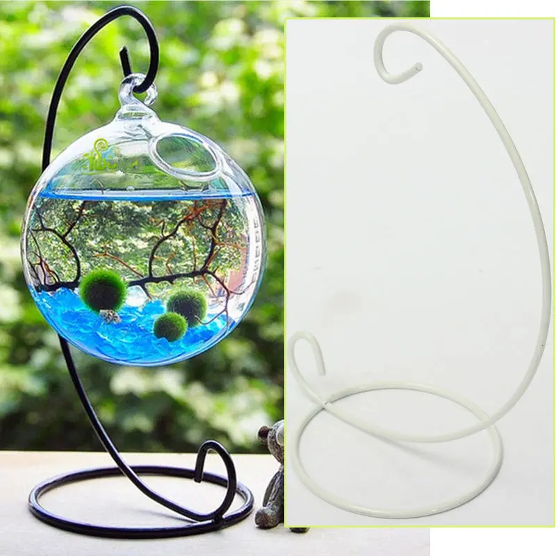 Household Hot Sale 23CM Iron Holder Hanging Candlestick Glass Ball Basket Light Lantern Stand Small Objects Decoration