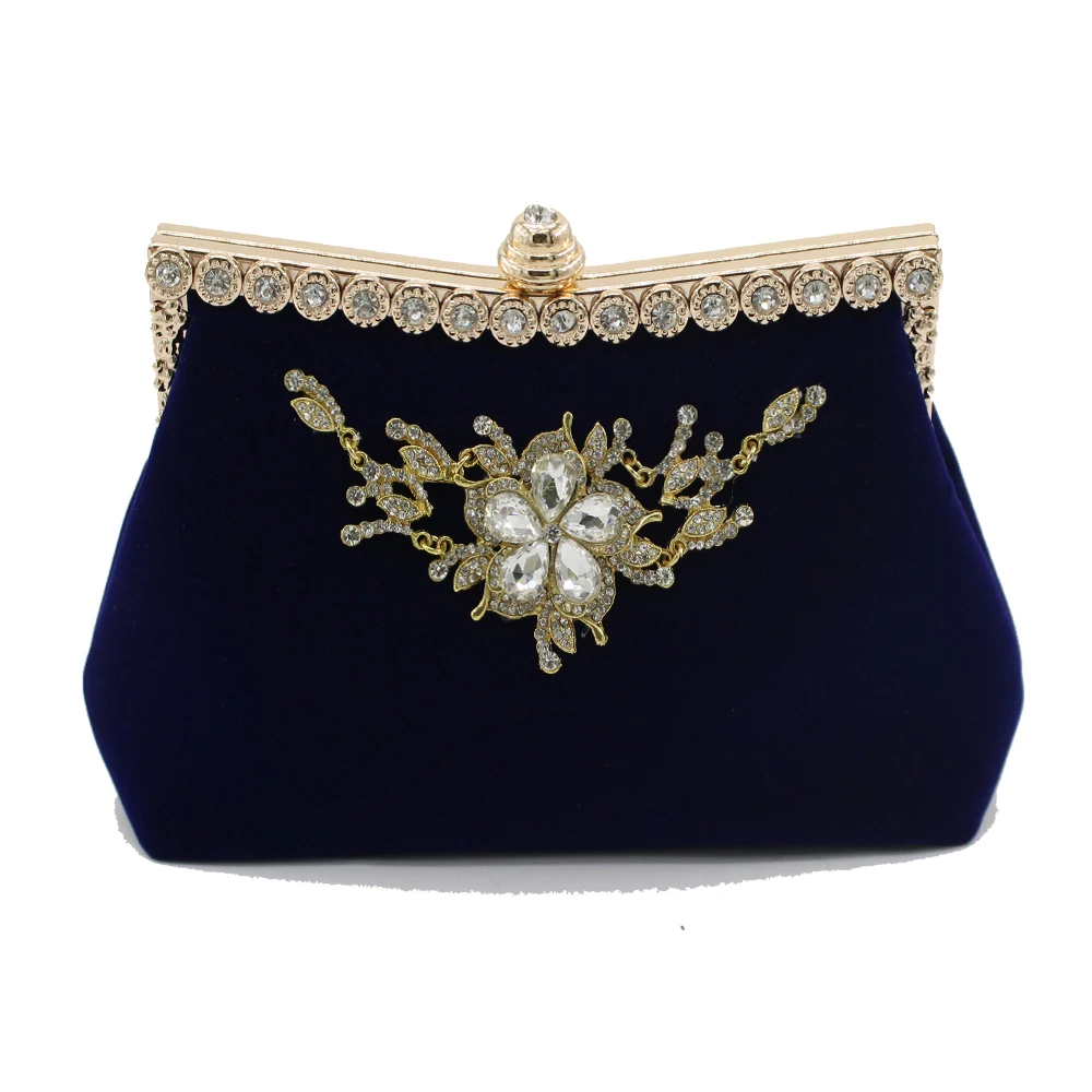 The diamond with velvet evening clutch handbag purse and lady fashion shoulder bag