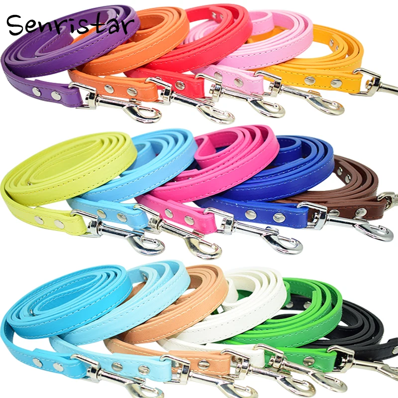 PU Leather Dog Leash Pets Dog Collar and Leash Rope Solid Running Buldog Belt Puppy Cat Dog Harness Lead Leashes for Small Dogs