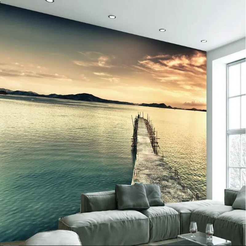 

wellyu Custom large - scale murals aesthetic freehand landscape bridge living room TV backdrop wallpaper papel de parede