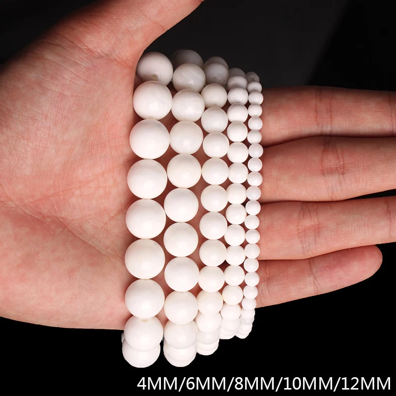 100% Natural Shell Beads White Tridacna Shell Round Beads 4 6 8 10 12mm DIY Charm Beads For Women jewelry Making Wholesale