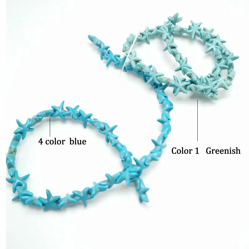 Linsoir Approx.38pcs/Strand 13x13mm Starfish Shape Turquoises Beads Loose Spacer Beads Seed Beads for DIY Jewelry Making #3