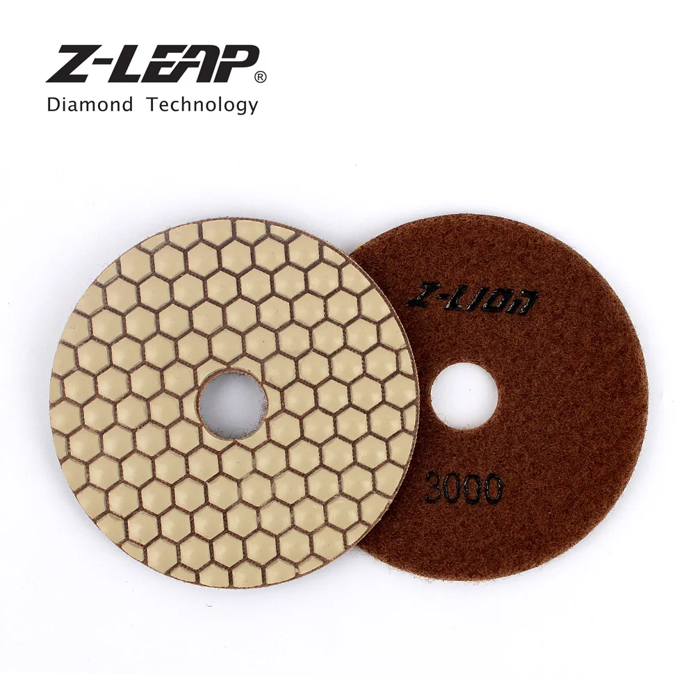 Z-LEAP 4 Inch Dry Polishing Wheel Diamond Disks For Polishing Granite 100mm Flexible Resin Bond Diamond Sanding Disc