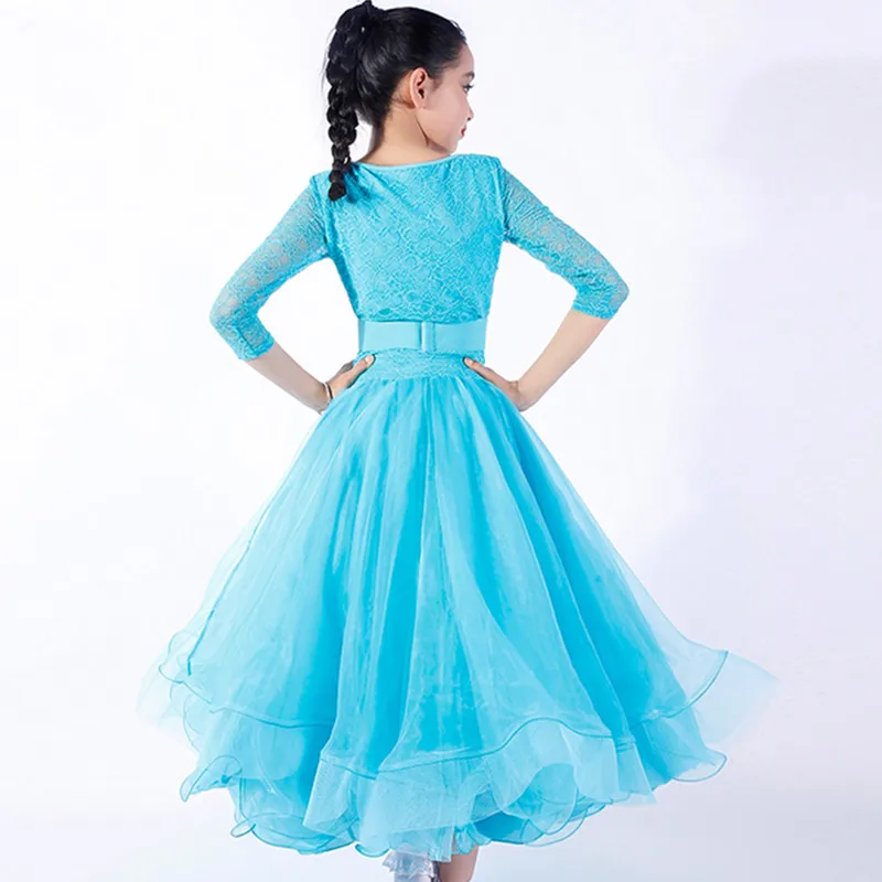 Lace Stitching Kids Ballroom Dress Waltz Dresses Standard Dance Dress For Girls Dance Wear Lyrical Dance Dress Princess Dress